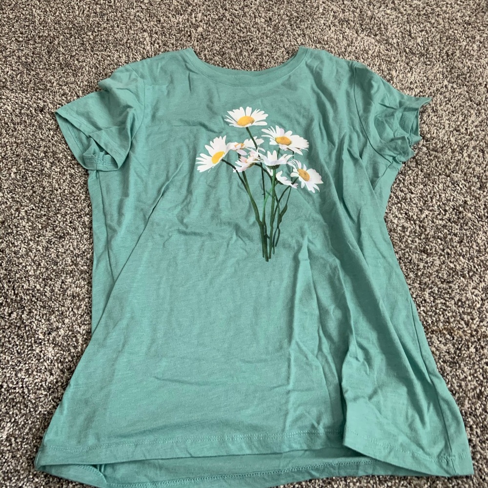 green flower shirt